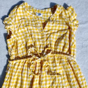 Yellow checked maternity dress